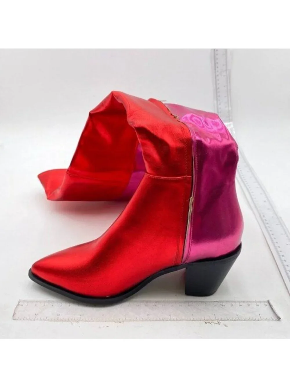 FSJ Women Thigh High Tall Boots Over The Knee Booties Pointed Closed Toe Red